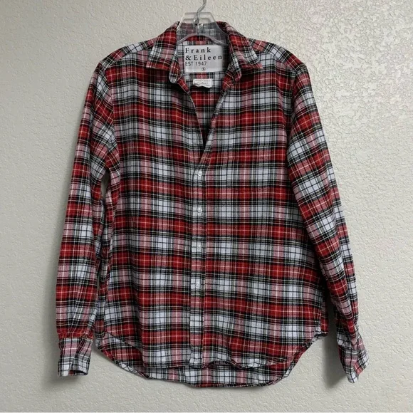 Frank and Eileen Shirt Top Women S Plaid Relaxed Button Up Preppy Italian Eileen - Picture 3 of 16